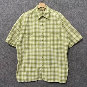 North‎ West Blue Plaid Short Sleeve Button Up Shirt Mens XL Green White
